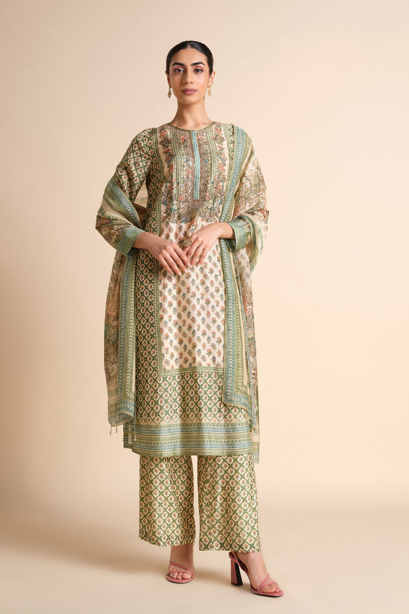 Moira Silk Suit Set - Ivory, Ivory, image 1